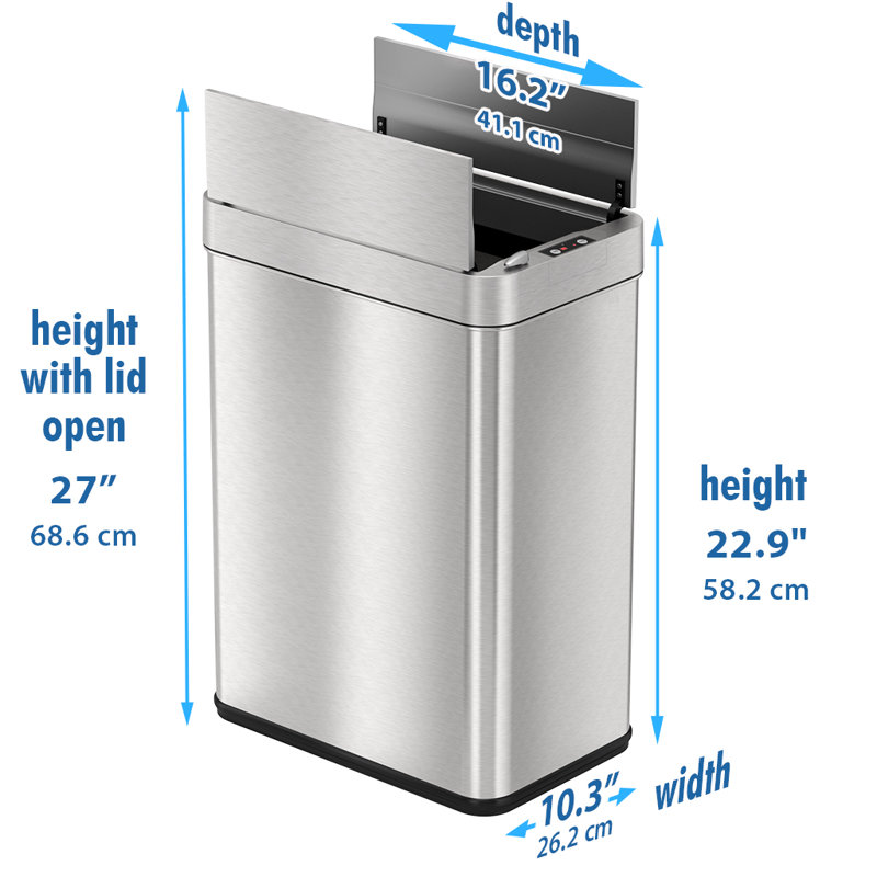 Silver Stainless Steel Touchless Motion Sensor Trash Can with Pet Lock