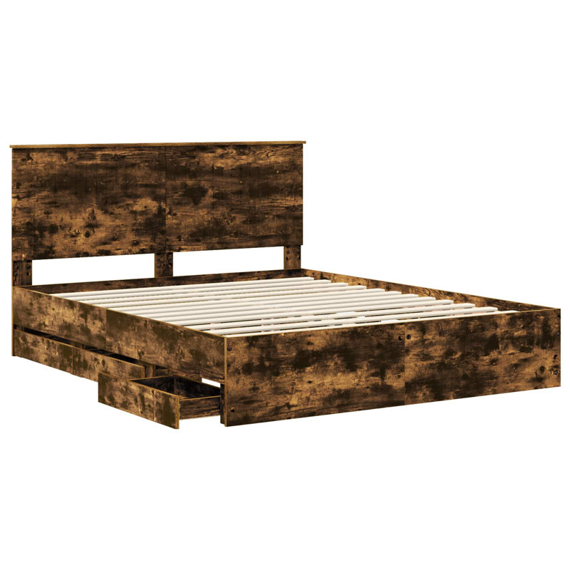 Bed, Smoked Oak, European Kingsize (160 x 200 cm)