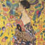 "Femme avec éventail" par Gustav Klimt - Art mural sur toile tendue avec châssis-1422348143