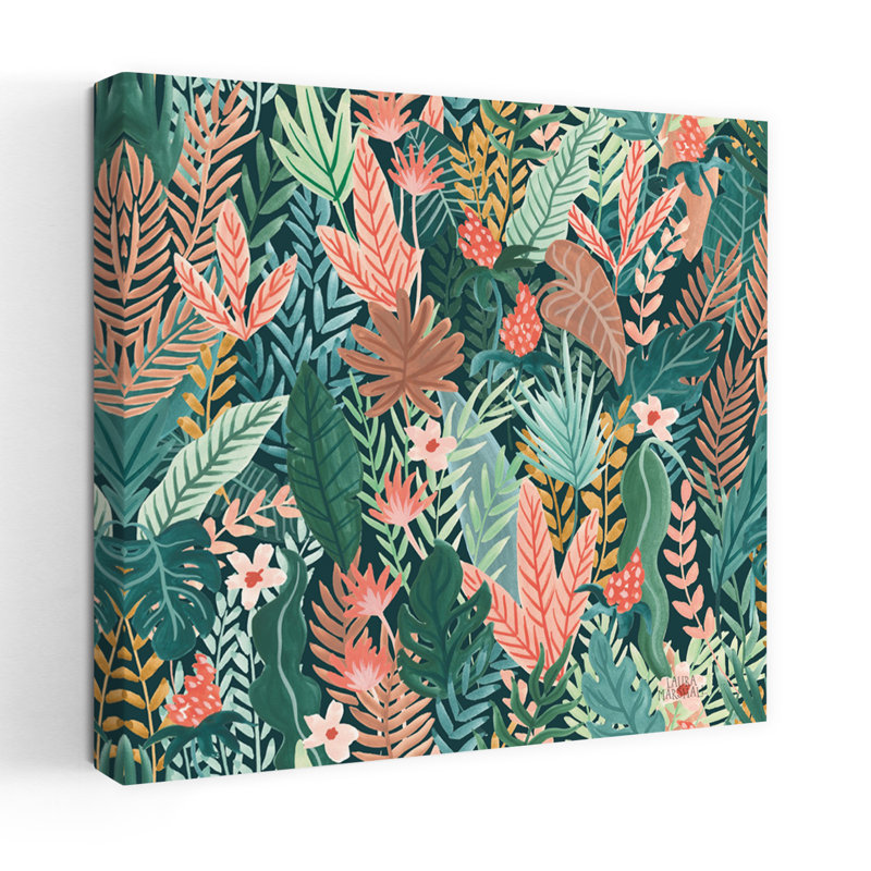 «Jungle Hangout», art abstrait Palm Summer, H 48 po x l 48 po