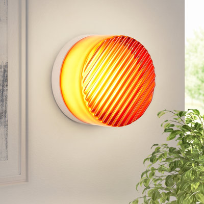 Applique murale et plafonnier rond moderne à DEL 1 lumière 5 po avec finition blanc mat et abat-jour en verre