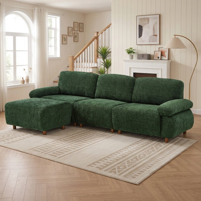111" Mid-Century Modular Sectional Sofa with Removable Ottoman
