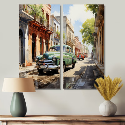 Cuba Havana Vieja Timeless - Yellow Coastal Wall Art Set Of 2
