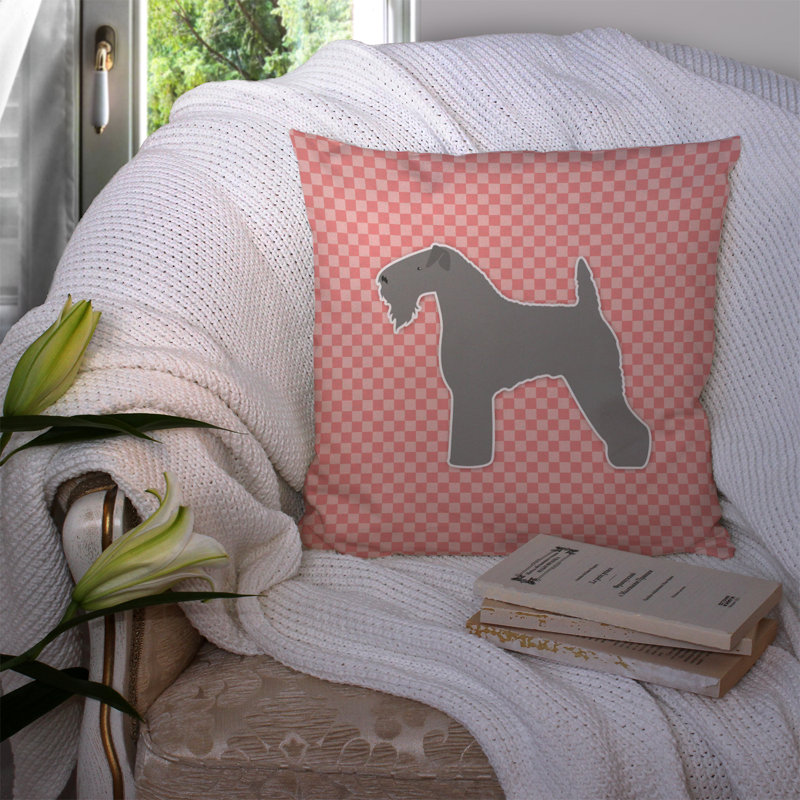 Coussin décoratif intérieur/extérieur kerry terrier, H 14 po x l 14 po x P 3 po, Rose