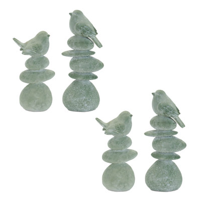  Bird on Rock Stack Figurine (Set of 4)