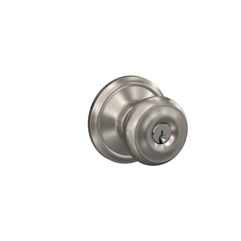 Georgian Knob Single Cylinder Keyed Entry Storeroom Lock, Satin Nickel, Yes, Keyed Alike