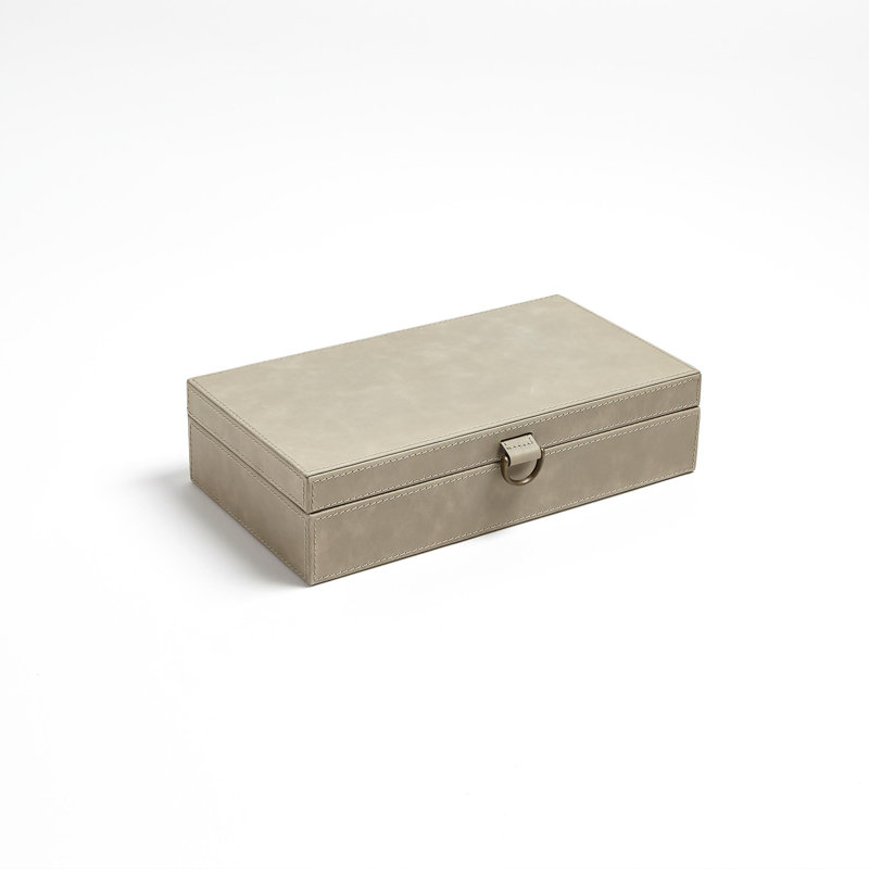 Boîte à bagues en cuir marbré, H 3,25 po x l 7,5 po x P 13 po, Gris clair