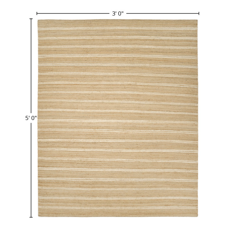 Lilly Hand Woven Jute Striped Area Rug, Rectangle 3' x 5'