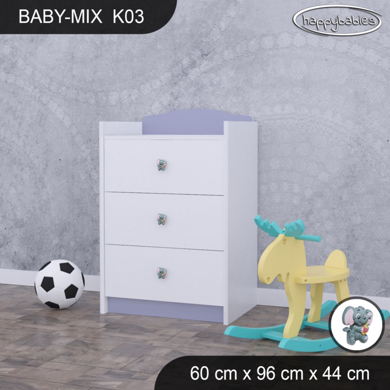 Baby Mix Kids 3 - Drawer Dresser, Grey