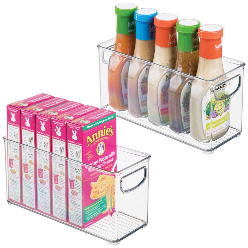 iDesign Plastic Stackable Pantry Bin with Handles - Set of 2 - Clear, 1.69 qts.