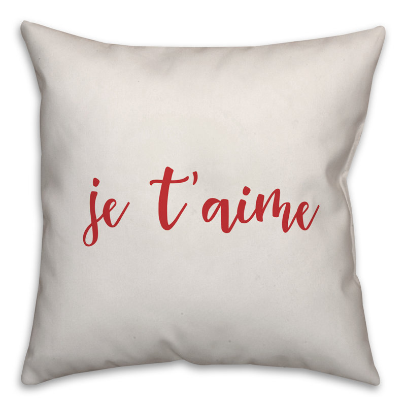 Coussin décoratif t’aime Stratton, Blanc / rouge, Housse de coussin