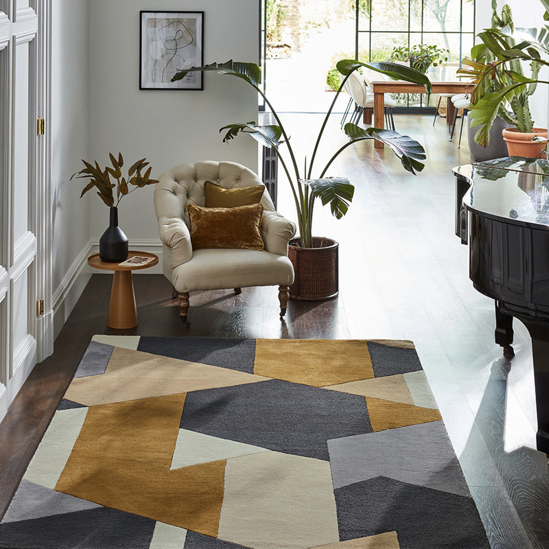 Popova Caramel Slate Shell Area Rug, Rectangle 140 x 200cm