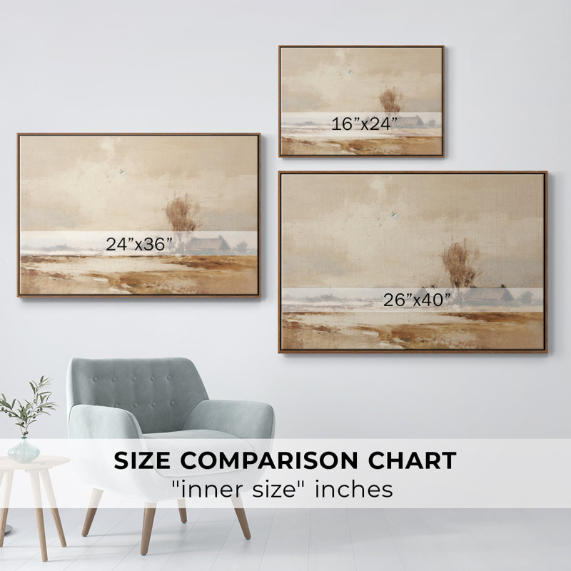 «Vintage Landscape - III» sur toile, H 17 po x l 25 po, Noyer