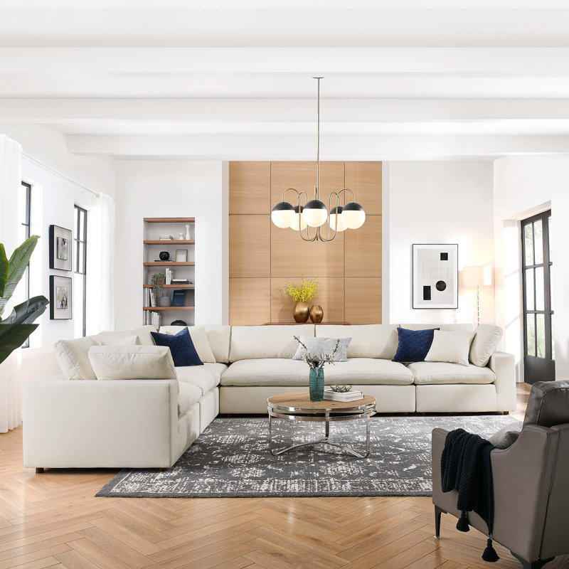 Ensemble de canapé modulaire rembourré 6 pièces Commix, Mélange de polyester beige clair