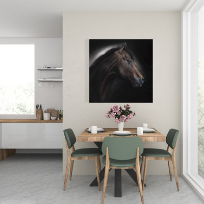 Toile brun rustique «Loneliness Horse» | Pièce d'art pour la décoration intérieure
