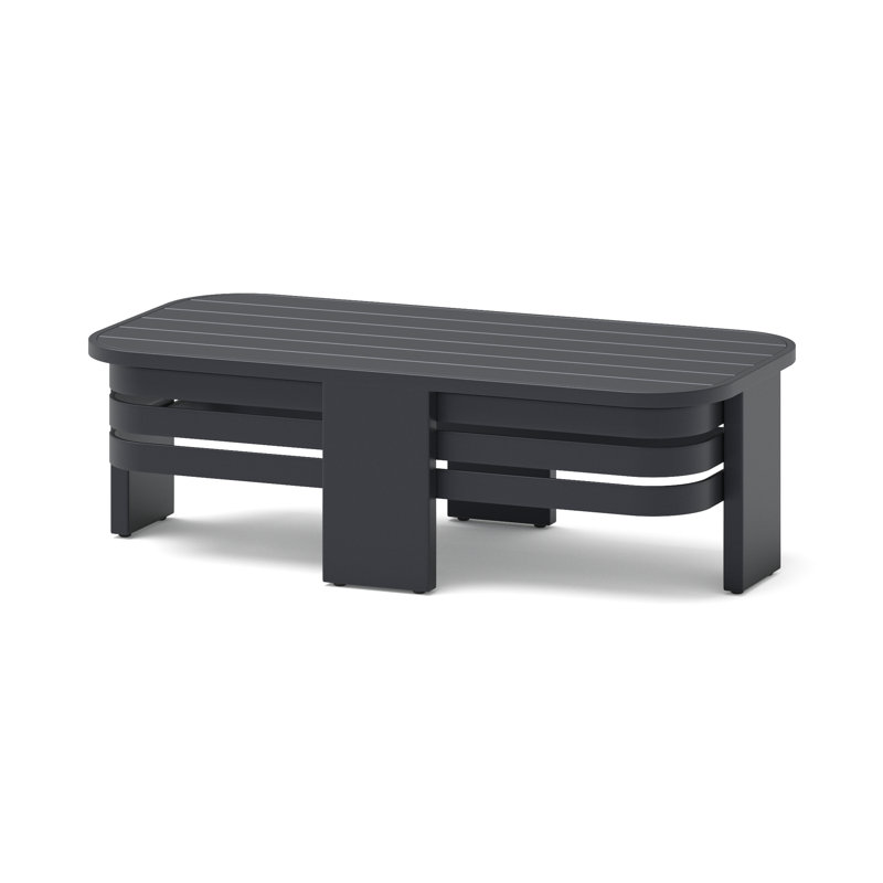 Quanise 4 Piece Sunbrella Outdoor Patio Seating Set With Aluminum Slat Coffee Table - Cast Oasis, Cast Oasis