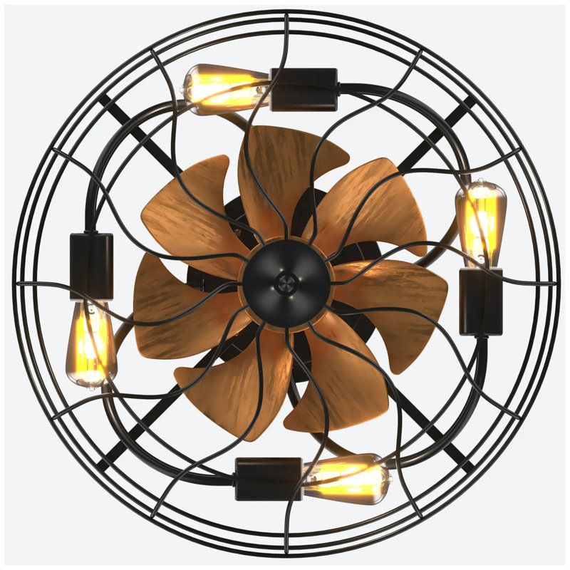 Ventilateur de plafond de style industriel de 20 pouces avec moteur à courant continu réversible à télécommande 6 vitesses Wind E26 noir mat pour chambre à coucher