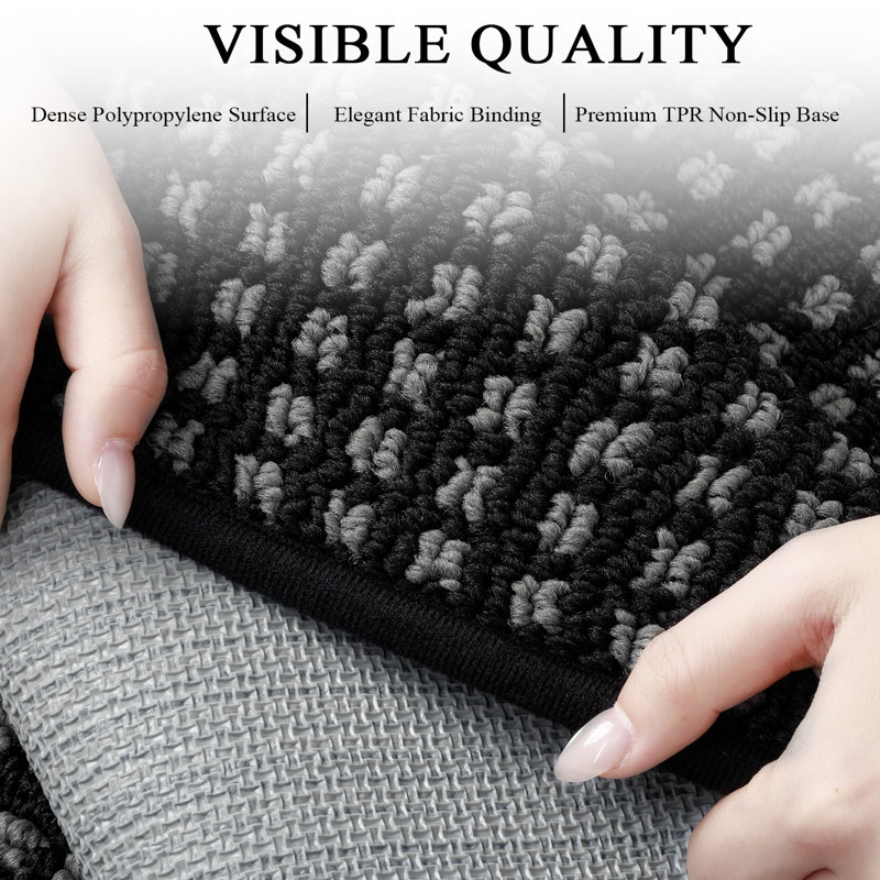 Waffle Non Slip Absorbent and Resistant Low-Profile Door mat, black, 48*32