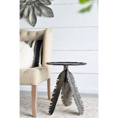 Table d'appoint en aluminium à thème feuille d'aluminium avec charisme feuille d'argent antique