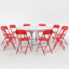 Table pliante en plastique avec 10 chaises pliantes pour l'extérieur-616166432-616166436