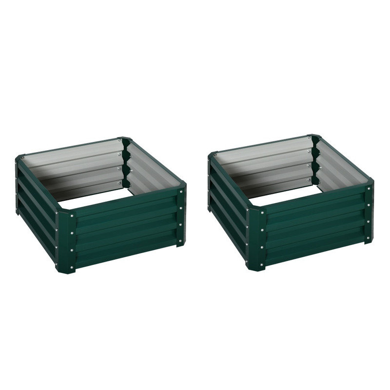 Planter Box, 30cm H x 60cm W x 60cm D, Green, Set of 2