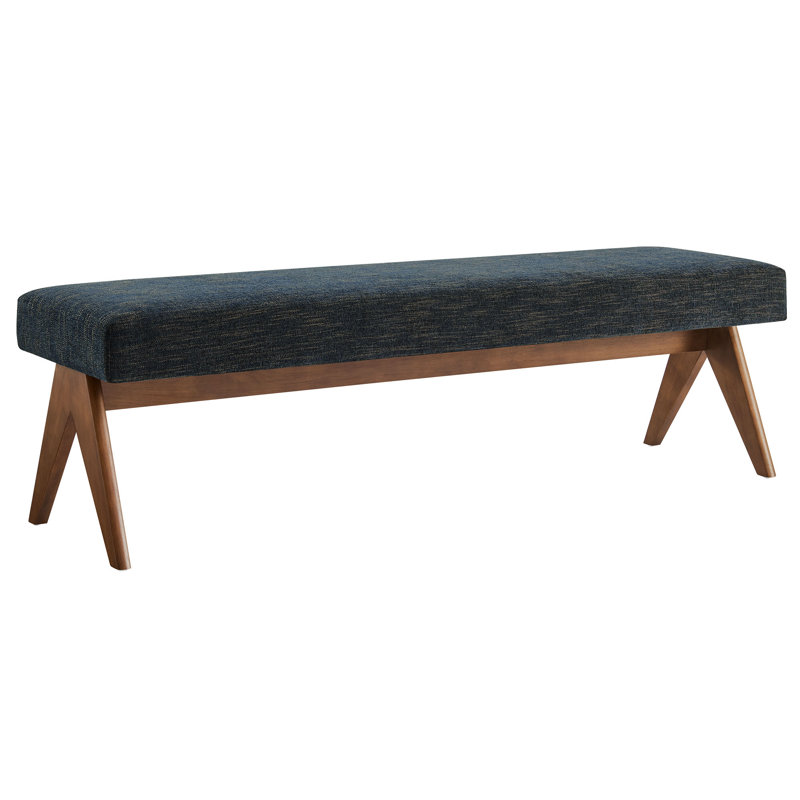 Lyra Fabric Upholstered Bench, 18.50"H x 63"W x 18"D, Azure