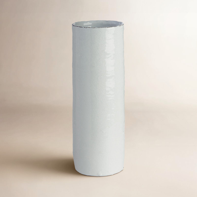 Arterra Crackle-Glaze White Ceramic Studio Vase