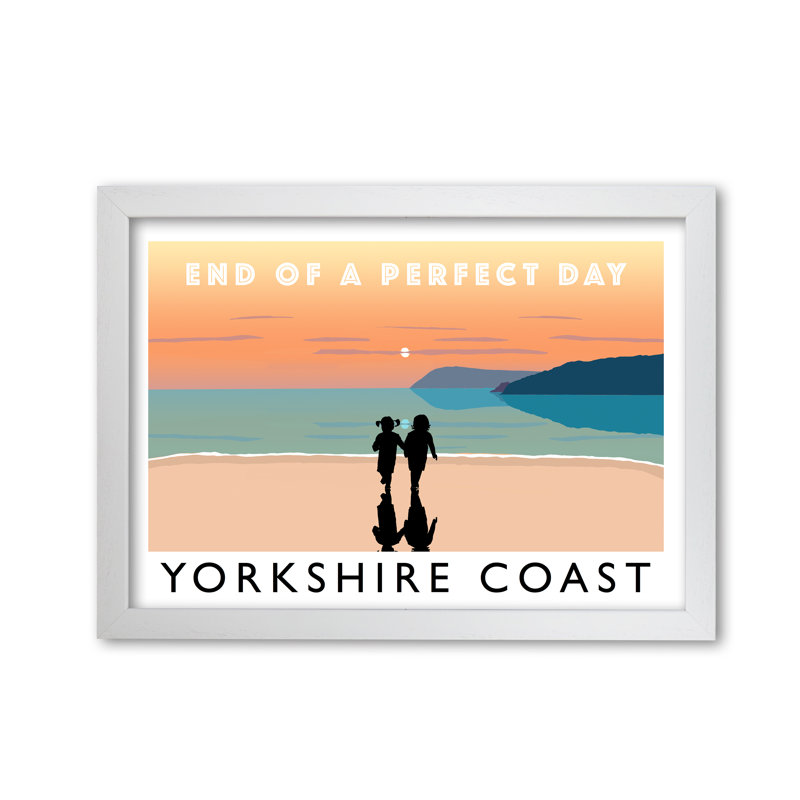 End Of A Perfect Day Yorkshire Coast by Richard O'Neill - Print, 21cm H x 29.7cm W x 3cm D, White Framed
