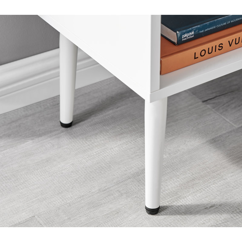 Braith 1 Drawer Bedside Table, White/Silver