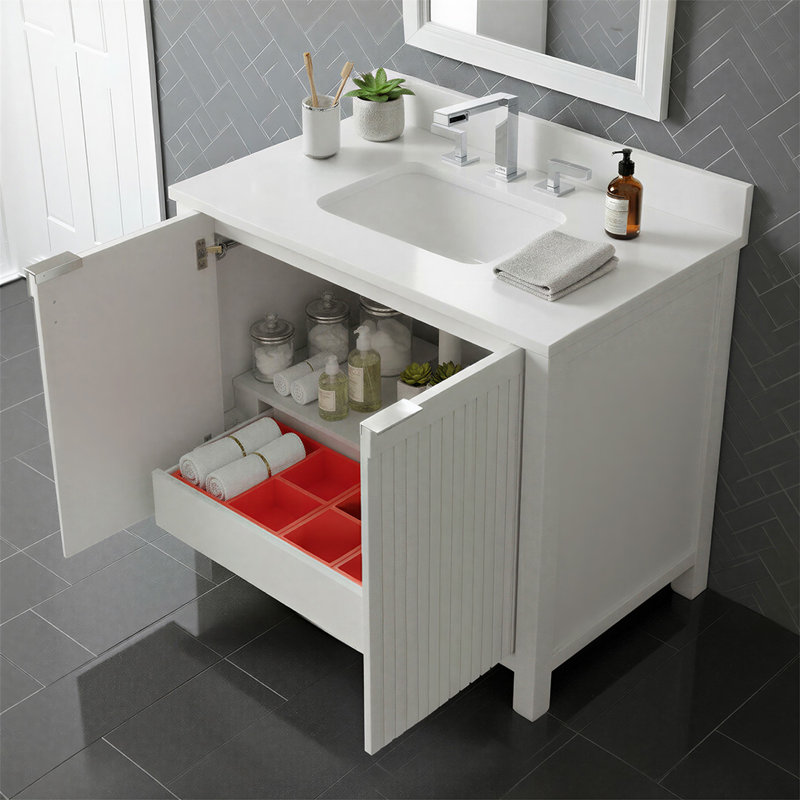 Through Lines 36" Single Bathroom Vanity, White
