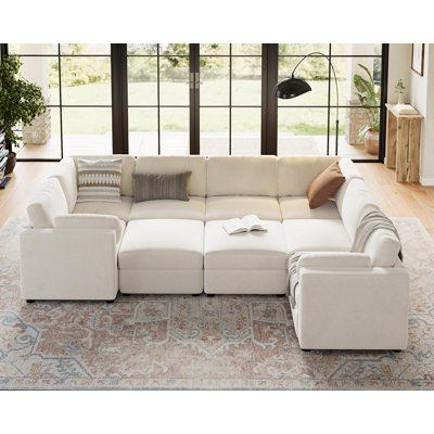 U-Shaped Modular Sectional Sofa, Oversized 9 Seat Couch