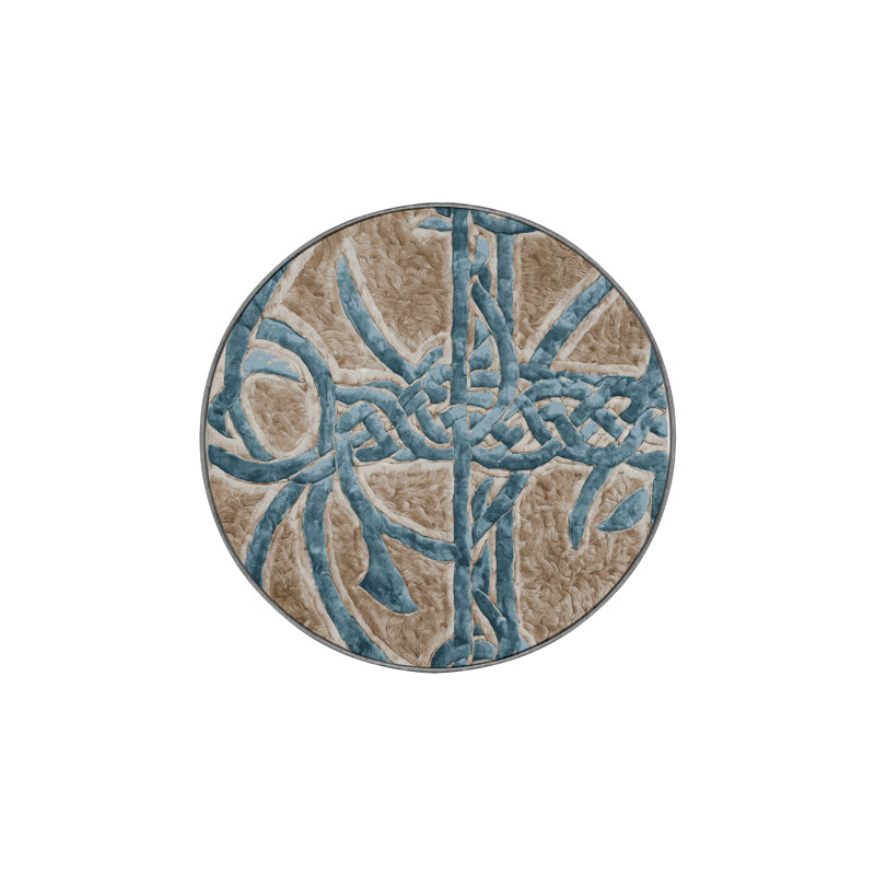 Tapis gris lavable à la machine GSIX03694, Rond 5 pi