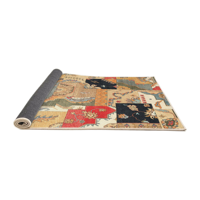 Tapis beige / rouge Soejima, Rond 5 pi