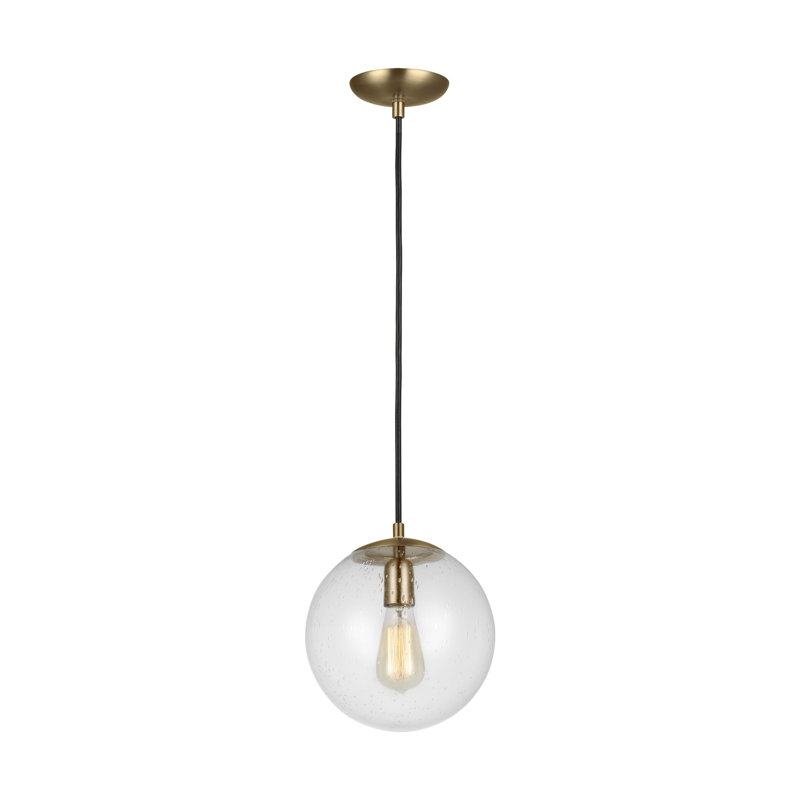 Leo - Hanging Globe 1 - Light LED Pendant, Satin Bronze, 10.75" H x 10" W x 10" D