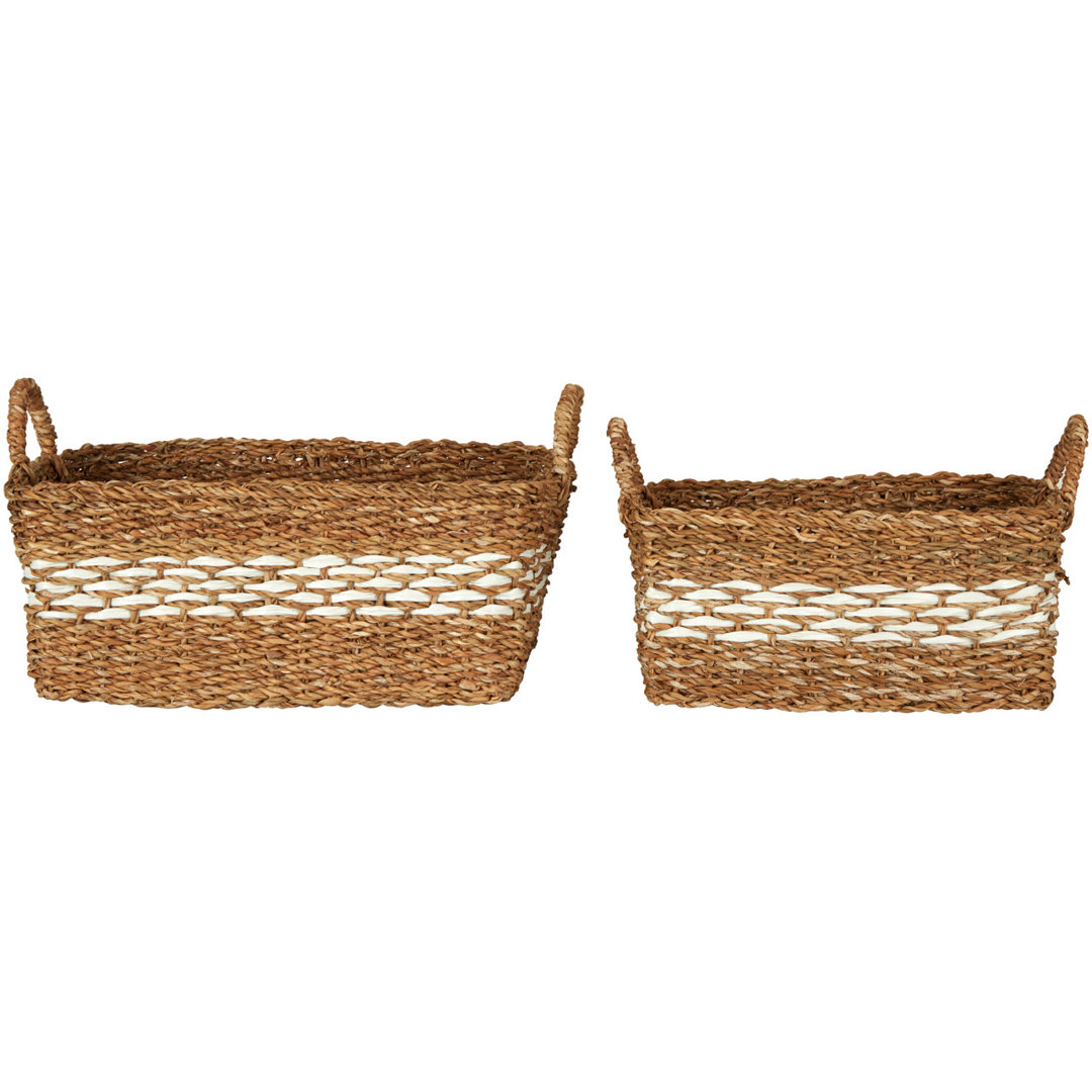 Wicker/Rattan 2 Piece Basket Set