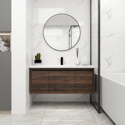 48 Inch Bathroom Cabinet With Sink,Soft Close Doors And Drawer,Float Mounting Design,48X18