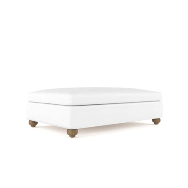 Leroy Ottoman, Plush Velvet Oyster, Weathered