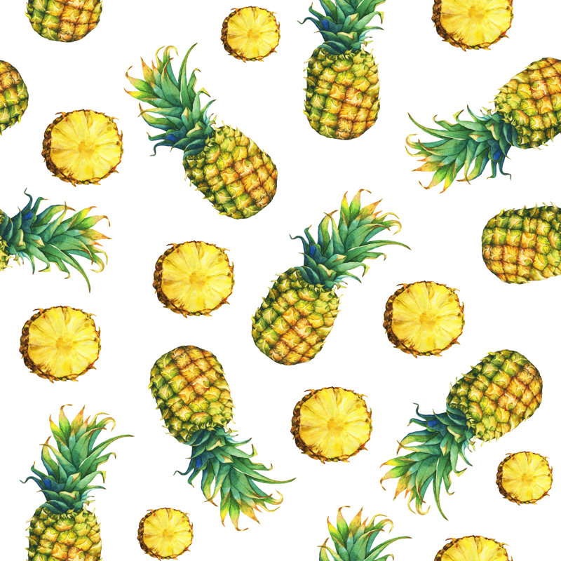 Pineapple With Green Leaves - Wrapped Canvas Print, 122cm H x 122cm W x 3.8cm D