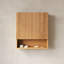 26" Wall-Mounted Striped Bathroom Cabinet, With Doors, Shelf And Open Storage Compartment Over The Toilet Storage Cabinet For Bathroom, Kitchen, Laundry Room, Natural Woodgrain Color