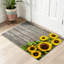 Tapis intérieur jaune tournesol jaune avec bordure en bois tournesol et bordure en bois