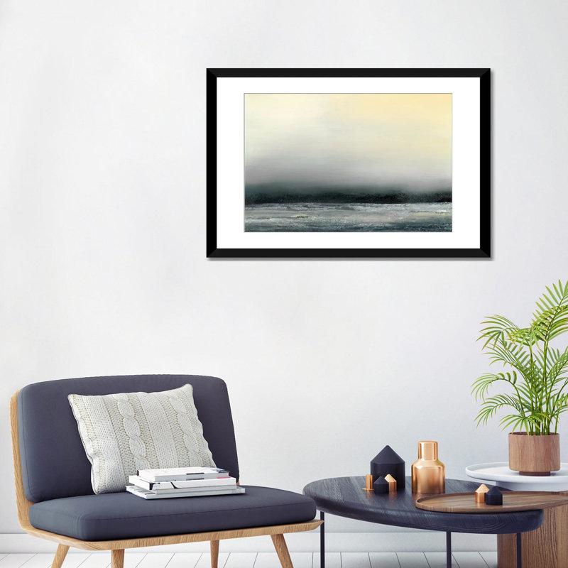 « ocean marée iv », impression sur toile, H 24 po x l 32 po x P 1 po, Papier d'art encadré noir, Blanc