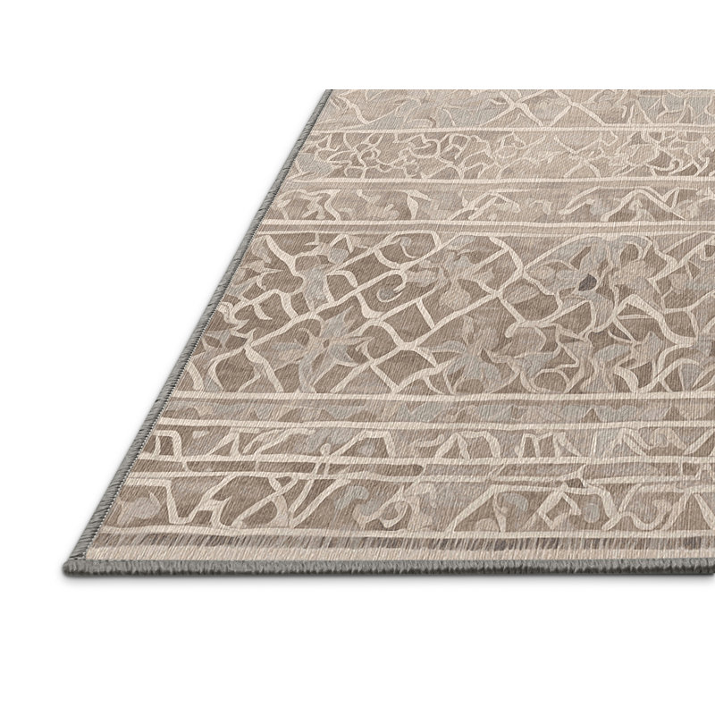 Machine Washable Gray Area Rug, Square 6'