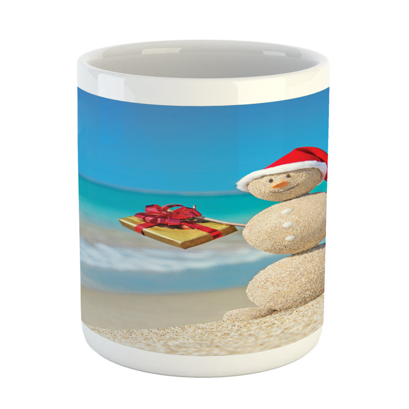 Grande tasse à café sable bonhomme de neige