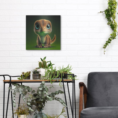  'Cute Baby Dinosaur' by Rey Klimt Metal Wall Art