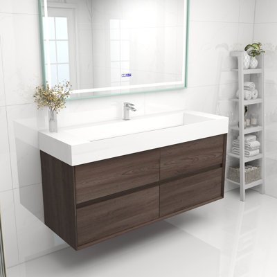 60" Wall Mounted Single Bathroom Vanity