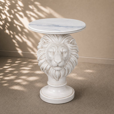 Ivory Lion Head Accent Table
