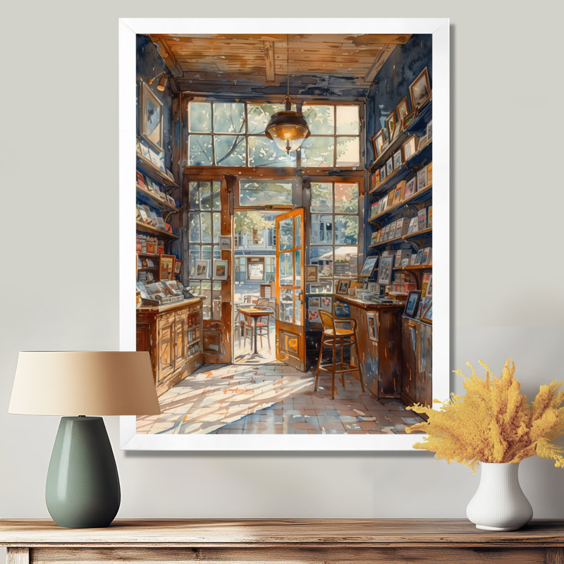 Café-restaurant jaune brun - Boutiques, Toile encadrée blanche avec une seule photo, H 40 po x l 30 po x P 1,5 po