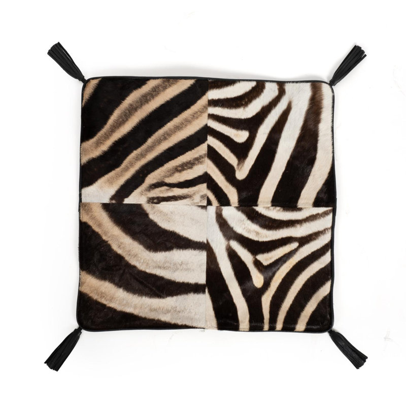 Hide Quarter-Panel Pillow with Leather Trim