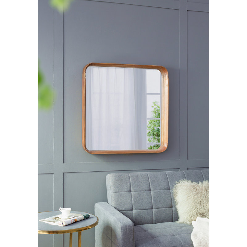 32 "x 32" miroir carré avec cadre en bois, miroir mural pour le vestibule de salle de bain de salon