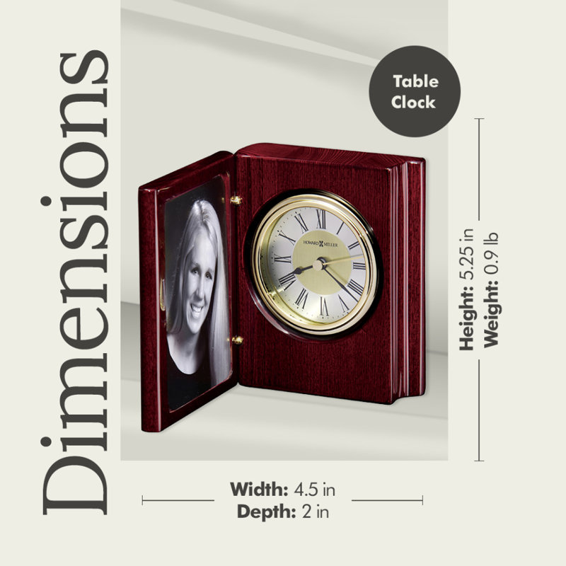 Portrait Book Table Clock